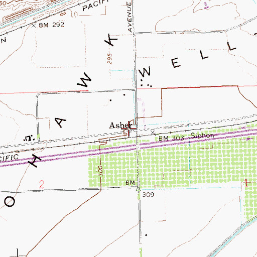 Topographic Map of Asher, AZ