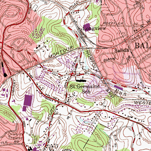 Topographic Map of Saint Germaine Catholic Church, PA