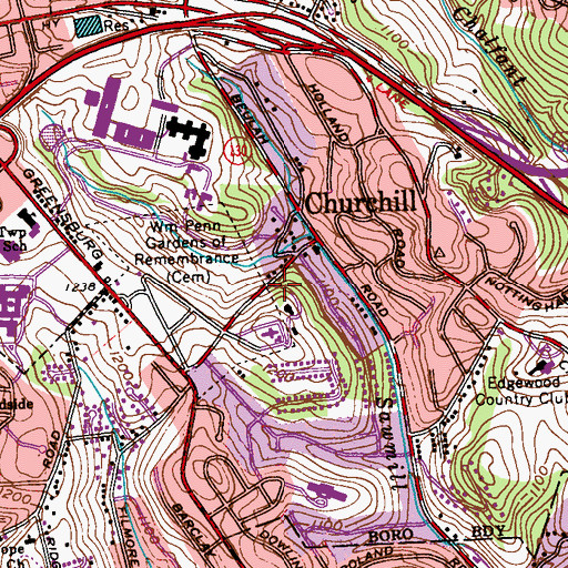 Topographic Map of Saint John Fisher Church, PA