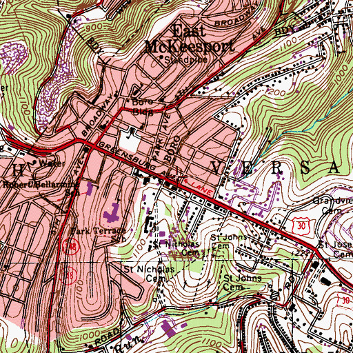 Topographic Map of Saint Johns Lutheran Church, PA