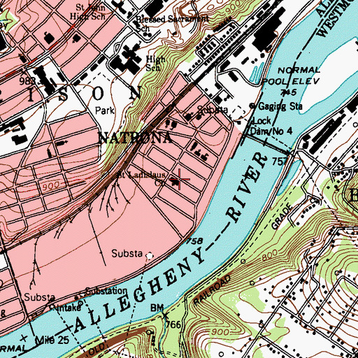 Topographic Map of Saint Joseph Church, PA