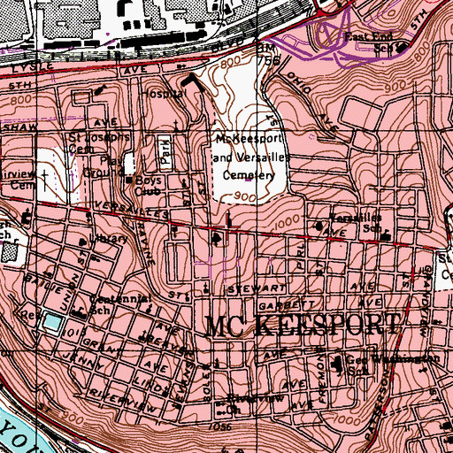 Topographic Map of Saint Mary Czestochowa Roman Catholic Church, PA