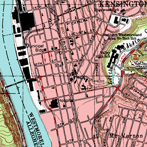 Topographic Map of Saint Marys Roman Catholic Church, PA