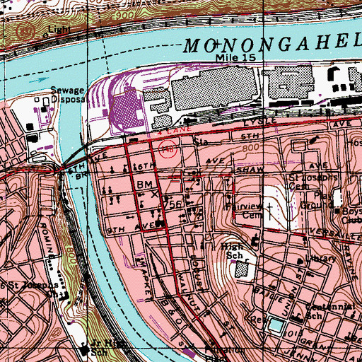 Topographic Map of Saint Nicholas Byzantine Catholic School, PA