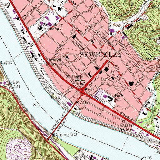 Topographic Map of Saint Stephens Episcopal Church, PA