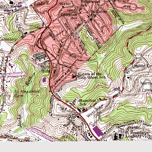 Topographic Map of Sisters of the Holy Spirit Church, PA