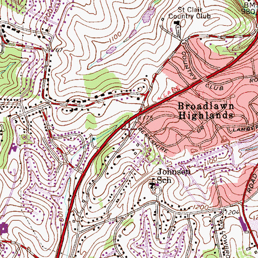 Topographic Map of South Hills Community Baptist Church, PA
