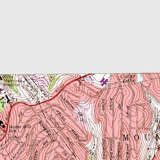 Topographic Map of Temple Emanuel of South Hills, PA