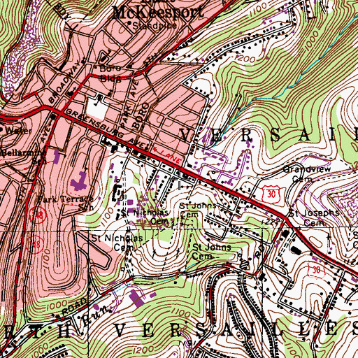Topographic Map of Temple of Faith, PA