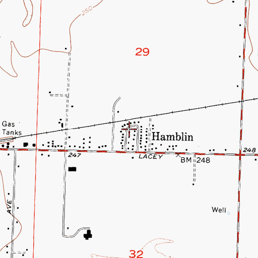 Topographic Map of Hamblin, CA