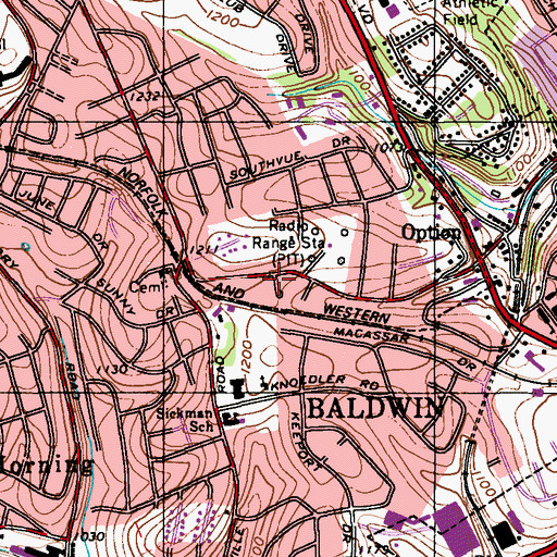 Topographic Map of Tried Stone Baptist Church, PA