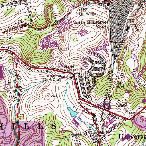 Topographic Map of Trinity Tower United Methodist Church, PA