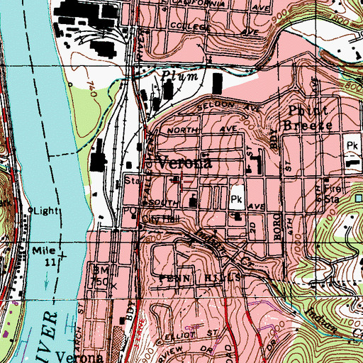 Topographic Map of Verona United Methodist Church, PA