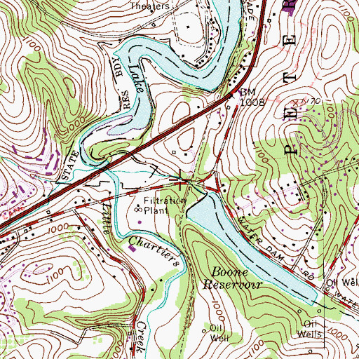 Topographic Map of Waterdam Church, PA