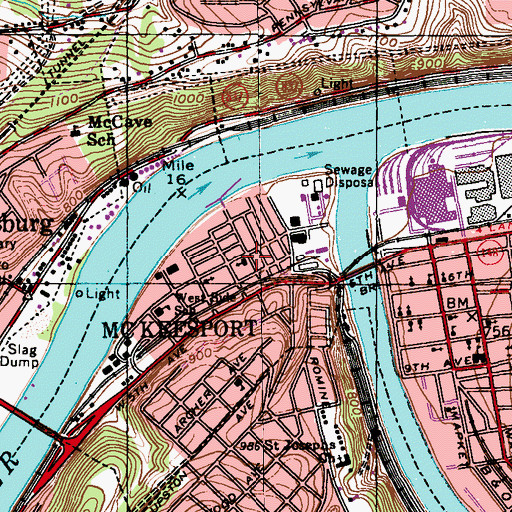 Topographic Map of West Side United Methodist Church, PA