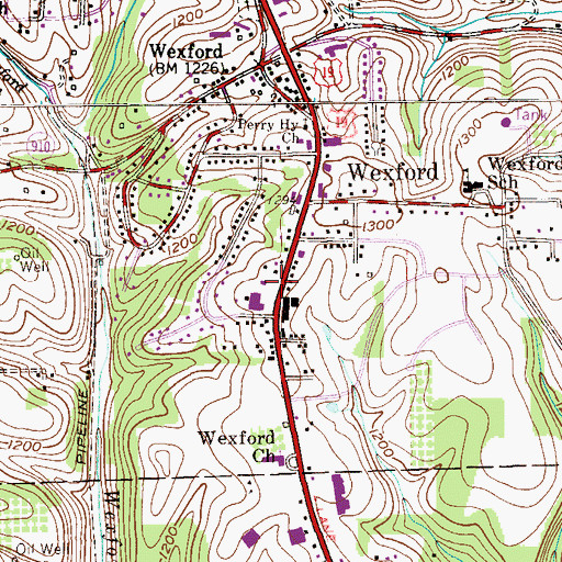 Topographic Map of Wexford Community Presbyterian Church, PA