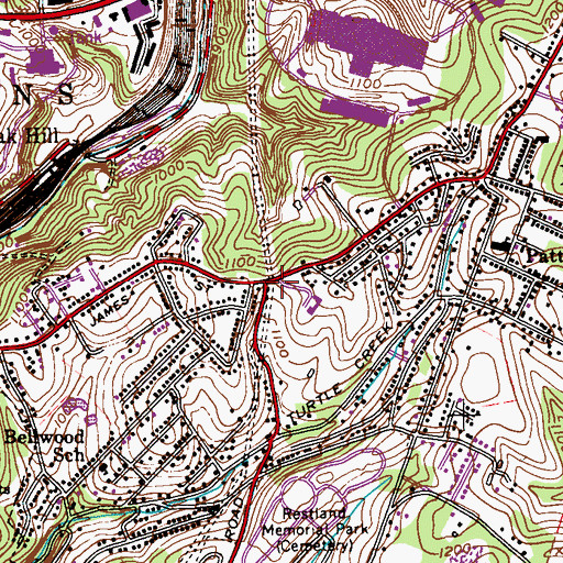 Topographic Map of Hillcrest United Presbyterian Church, PA