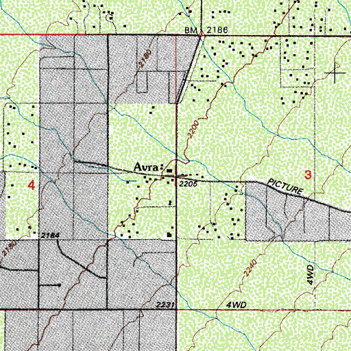 Topographic Map of Avra, AZ