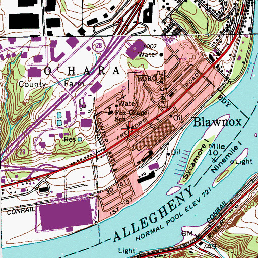 Topographic Map of Hoboken Presbyterian Church, PA