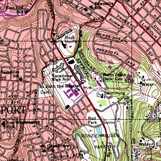 Topographic Map of Holy Family Polish National Catholic Church, PA