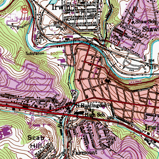 Topographic Map of Holy Trinity Lutheran Church, PA