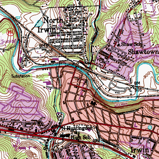 Topographic Map of Immaculate Conception Church, PA