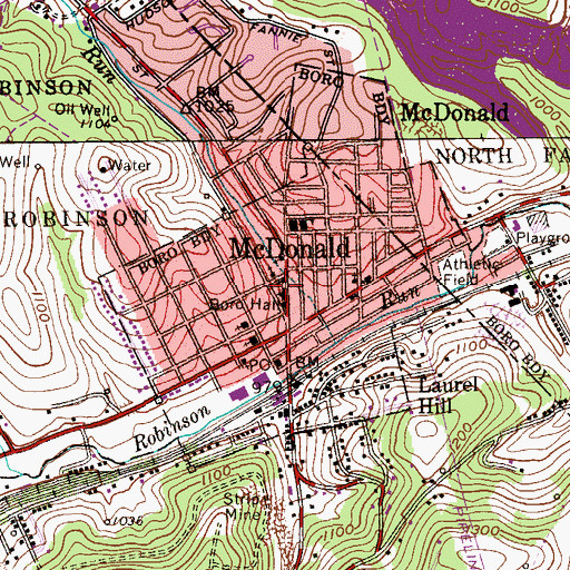 Topographic Map of Irons Memorial Church, PA