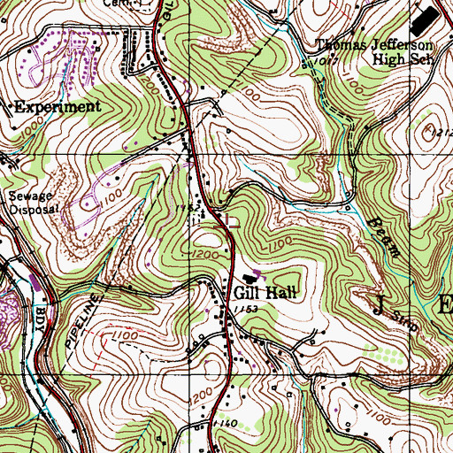 Topographic Map of Jefferson United Presbyterian Church, PA