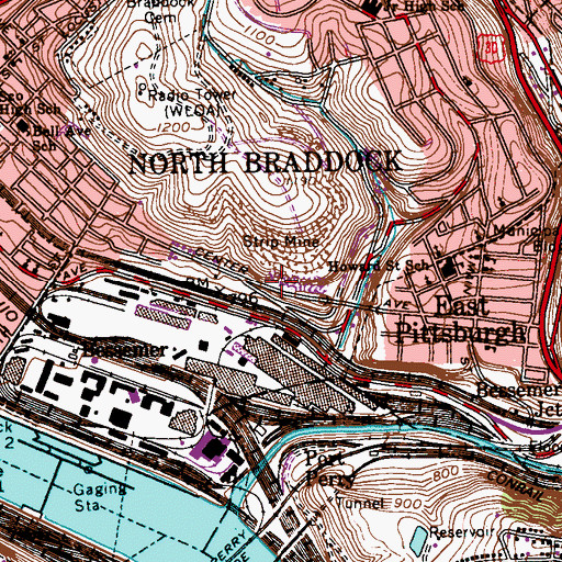 Topographic Map of Kingdom Hall of Jehovahs Witnesses Swissville Congregation, PA