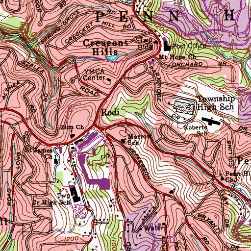 Topographic Map of Koinonia Church, PA