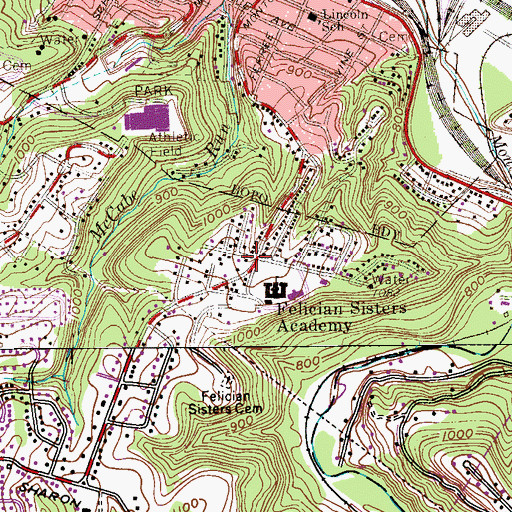 Topographic Map of Our Lady Sacred Heart High School, PA