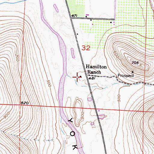 Topographic Map of Hamilton Ranch, CA
