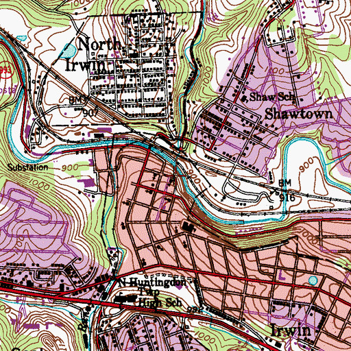 Topographic Map of Queen of Angels Catholic School Site 2, PA
