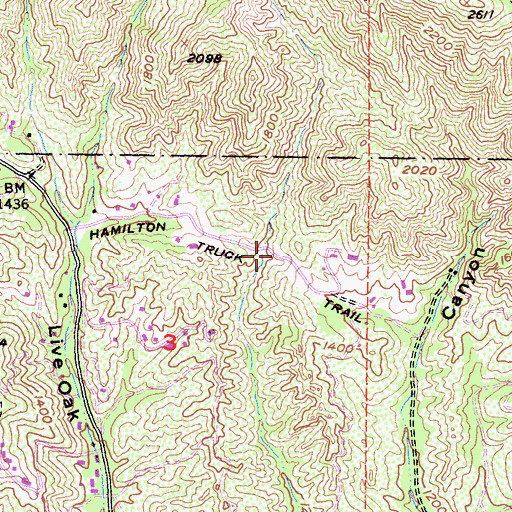 Topographic Map of Hamilton Truck Trail, CA