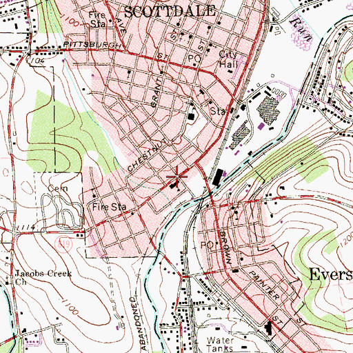 Topographic Map of Saint John the Baptist School, PA