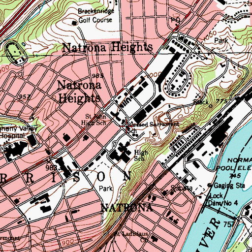 Topographic Map of Saint Joseph High School, PA