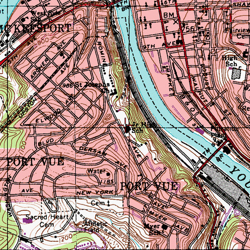 Topographic Map of Saint Joseph Regional Catholic School, PA
