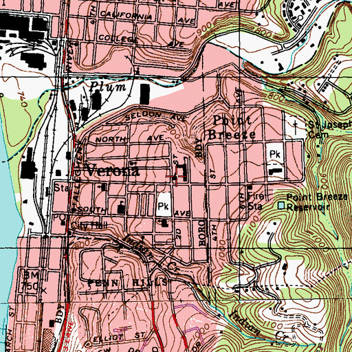 Topographic Map of Saint Joseph School, PA