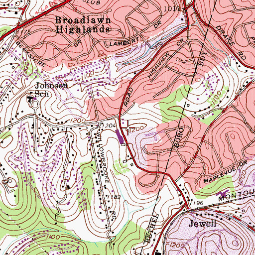 Topographic Map of Saint Louise De Marillac School, PA