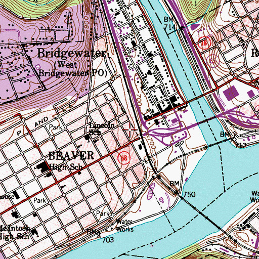 Topographic Map of Saints Peter and Paul School, PA