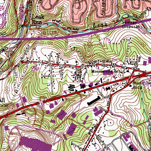 Topographic Map of Snowdrop Elementary School, PA