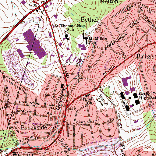 Topographic Map of South Central Area Special School, PA
