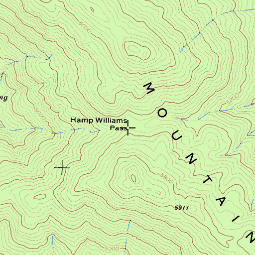 Topographic Map of Hamp Williams Pass, CA