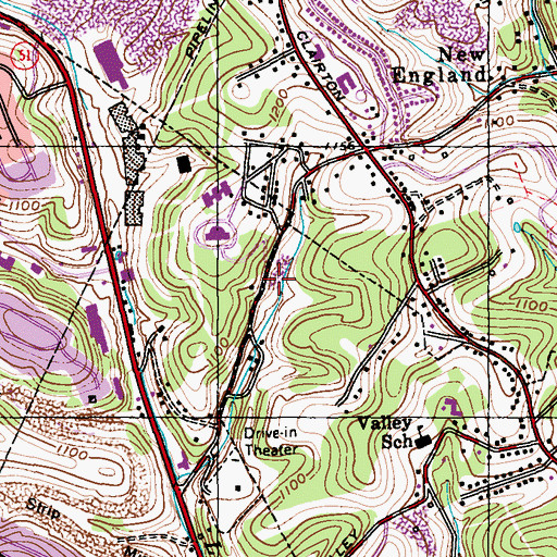 Topographic Map of Southeastern Area Special School, PA