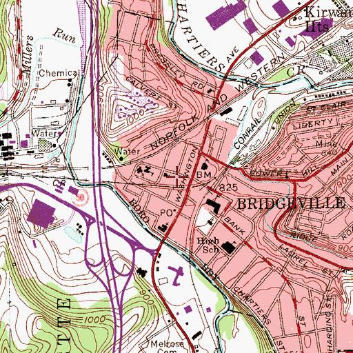Topographic Map of Southwood School, PA