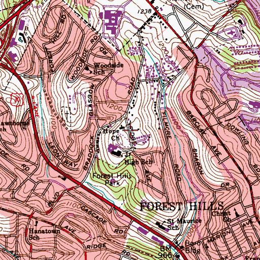 Topographic Map of Trinity Christian School, PA