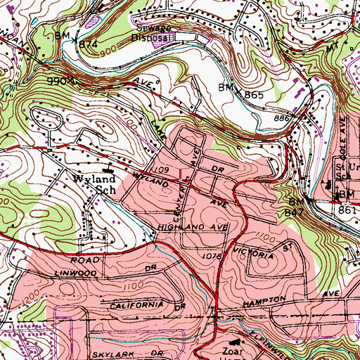 Topographic Map of Western Pennsylvania Montessori School, PA