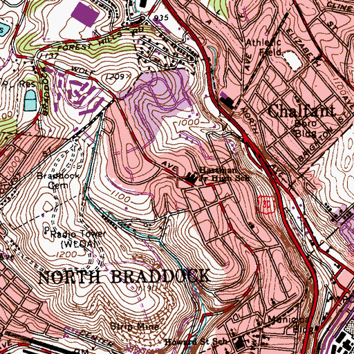 Topographic Map of Word and Worship Fellowship Church, PA
