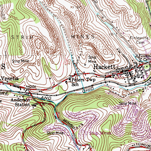 Topographic Map of Wrights United Methodist Church, PA