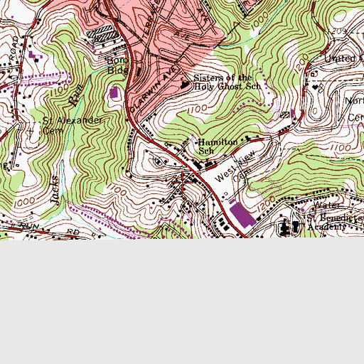 Topographic Map of Interchange 12, PA